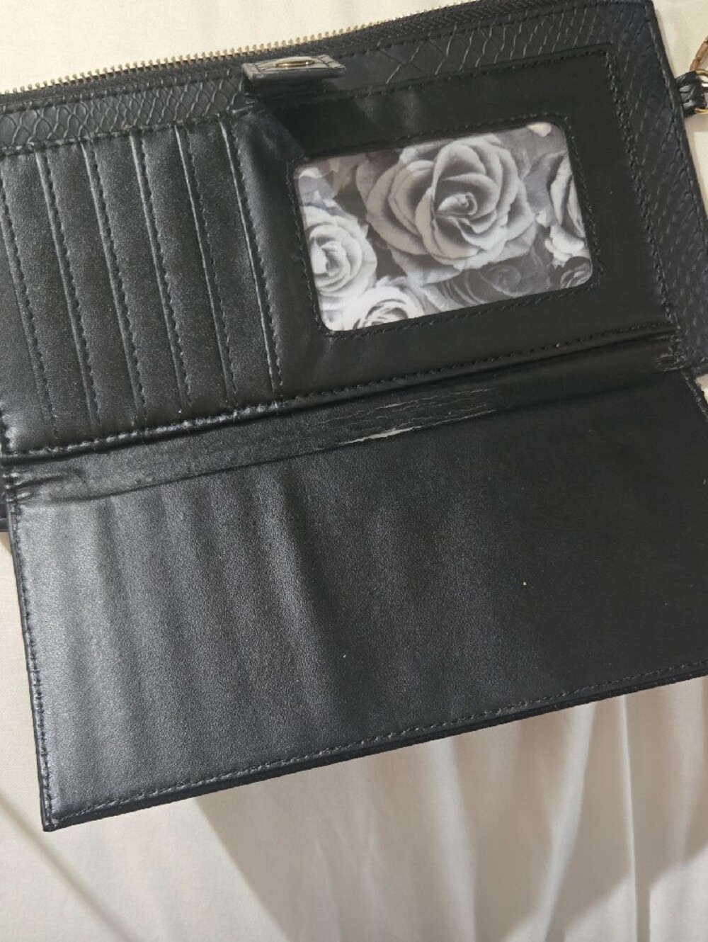 Adrienne Vittadini Black Embossed Zip-Around Wristlet - Picture 7 of 8
